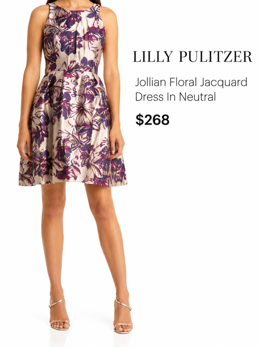 Lilly Pulitzer Sleeveless Jollian Floral Jacquard Dress in Purple and Cream